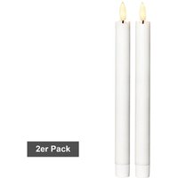Star Trading Kerzen-Set Flamme, 2 Stück, Wachs, Weiß, Antik-Design, led, Timer, Warmweiß, 25 cm von NO BRAND