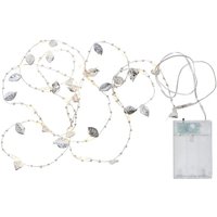 Star Trading - Dekolichterkette ,Leaf', Batterien +Timer, silber, 20 Tautropfen LEDs und Blätter und Perlen, warmweiß, l 200cm von STAR TRADING