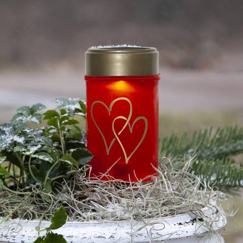 LED-Solar-Erdspießleuchte Hearty, rot/gold, 12 cm Kunststoff von STAR TRADING