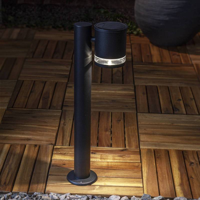 LED-Solar-Sockelleuchte Vienna, schwarz, Metall, Höhe 50 cm von STAR TRADING