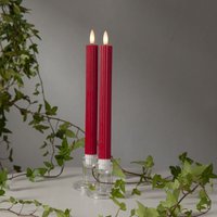 LED-Stabkerzen Flamme Stripe, 2er Set, Echtwachs, rot, h 25cm LED-Stabkerzen Flamme Stripe, 2er Set, Echtwachs, rot, h 25cm von STAR TRADING