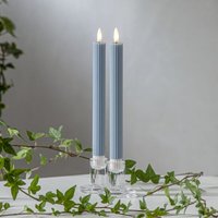 LED-Stabkerzen Flamme Stripe, 2er Set, Wachs, pastell blau von STAR TRADING
