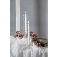 LED-Wachskerze 'Flamme Shine', 2er Set, Weiß, Stabkerze gedreht, Glossy, Warmweiß, Batterie, Timer, 24,5cm von STAR TRADING