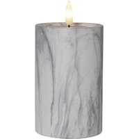 Star Trading - Kerze Flamme Marble, Stumpenkerze, Mamor-Design, led, Timer, Warmweiß, 15 cm von STAR TRADING
