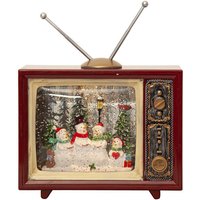 Led Weihnachtsdeko ,Vinter', wassergefüllt mit Glitzer, Retro-Fernseher, Batterien + Timer, b 19cm - Star Trading von STAR TRADING