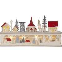 Star Trading - led Weihnachtsleuchte ,Rosenheim', Fensterleuchte aus Lasercut-Holz, Batterien + Timer, b 45cm von STAR TRADING