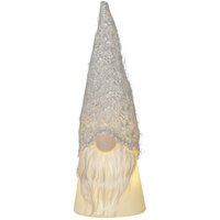 Star Trading - Leuchtender Weihnachtswichtel ,Joylight' mit Wollmütze, Batterien + Timer, weiß, h 18cm von STAR TRADING