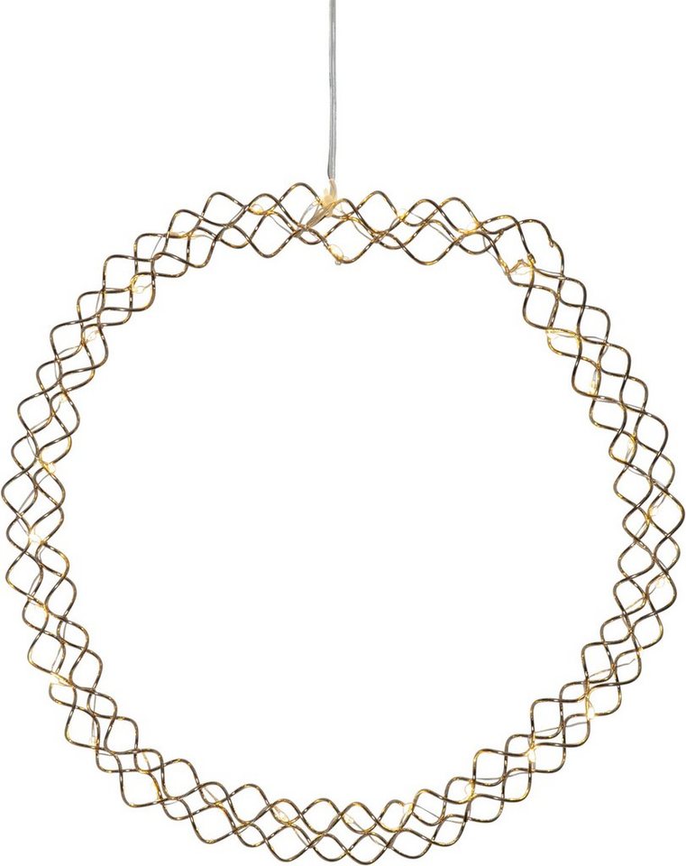 STAR TRADING Dekokranz LED-Kranz "Hoop", 30 cm, messing, smart Timer, 30 LEDs von STAR TRADING