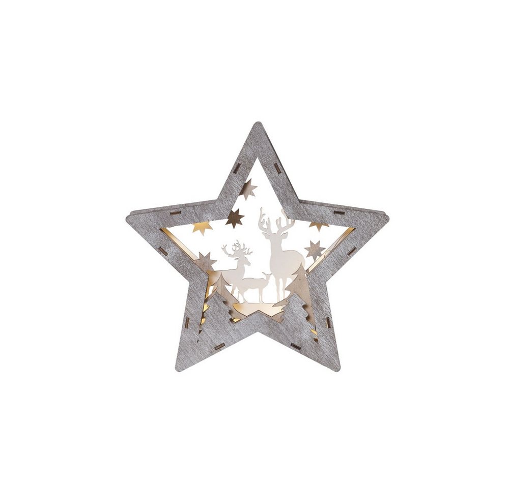 STAR TRADING Dekostern Star Trading Batteriebetriebene 3D-Weihnachtsleuchte 'Fauna' Stern, ["Weihnachtsdeko in Sternform aus hochwertigem Holz mit 10 LEDs"] von STAR TRADING