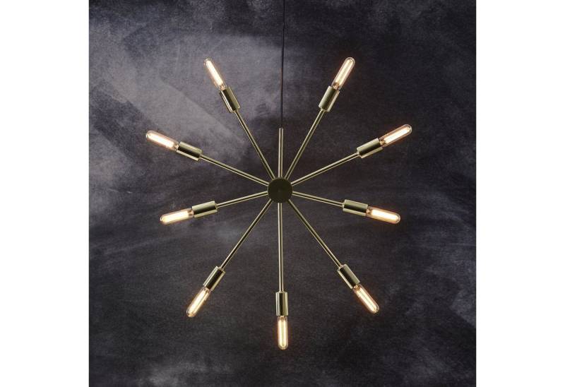 STAR TRADING Hängeleuchte Hängeleuchte Pendel Sternleuchte 9-flammig E14 Fassung 56cm goldfarben von STAR TRADING