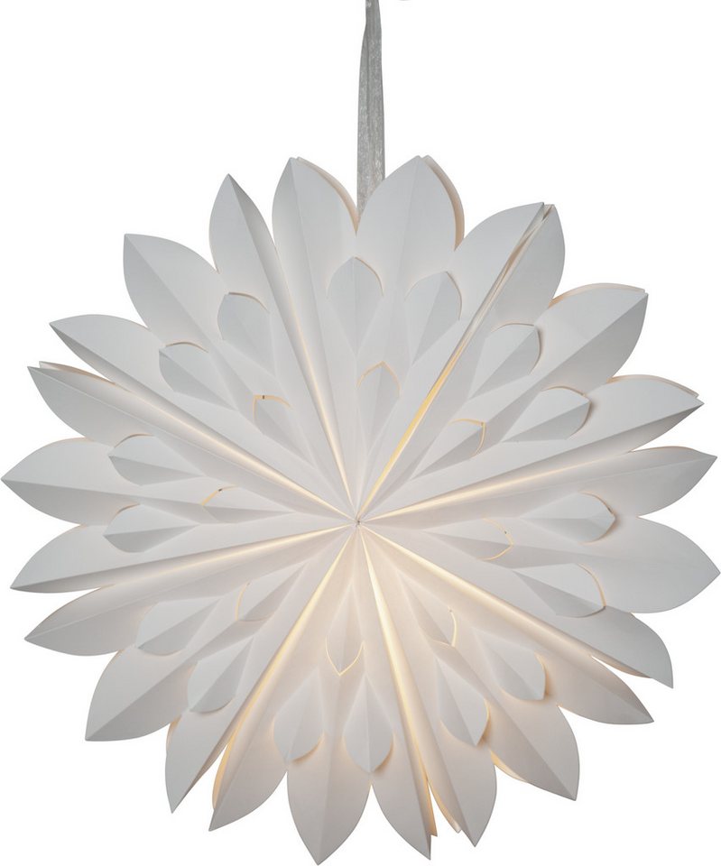 STAR TRADING Hängeleuchte Papierstern Clipp, Ø 60 cm, mit 6 Stunden Timer, Timerfunktion, LED fest integriert, Warmweiß, inkl. LED Lichterkette "Lighty", einfach und elegant von STAR TRADING