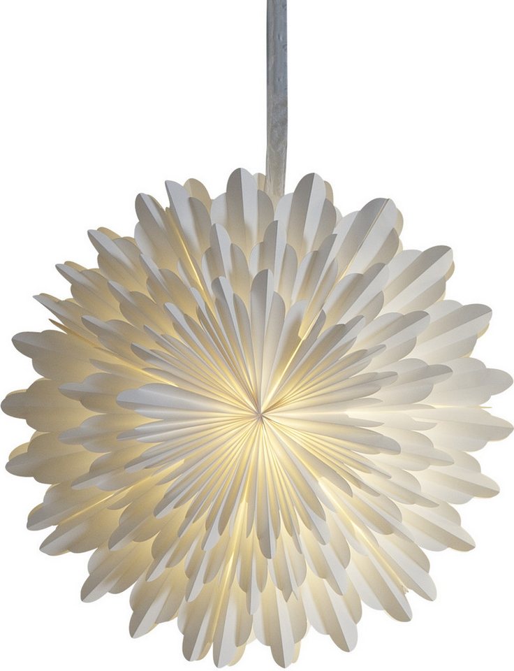 STAR TRADING Hängeleuchte Papierstern Snow, Ø 50 cm, mit 6 Stunden Timer, Timerfunktion, LED fest integriert, Warmweiß, inkl. LED Lichterkette "Lighty", einfach und elegant STAR TRADING Hängeleuchte Papierstern Snow, Ø 50 cm, mit 6 Stunden Timer, Timerfunktion, LED fest integriert, Warmweiß, inkl. LED Lichterkette "Lighty", einfach und elegant von STAR TRADING