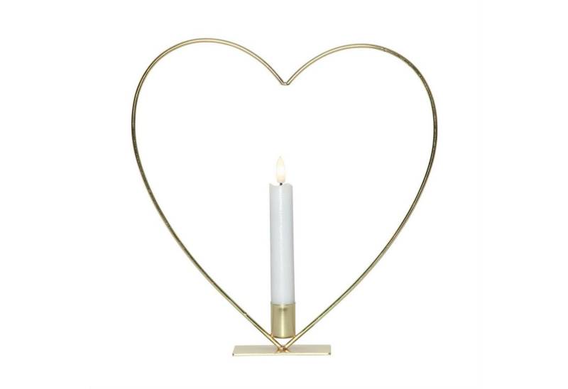 MARELIDA Kerzenhalter Dekoherz mit LED Kerze Kerzenhalter stehend H:28cm Timer Batterie gold von MARELIDA