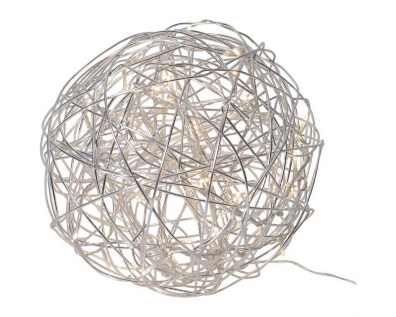 STAR TRADING LED Kugelleuchte LED Außenleuchte 3D Designkugel Trassel 30cm Silberdraht Drahtkugel, LED Classic, warmweiß (2100K bis 3000K) von STAR TRADING