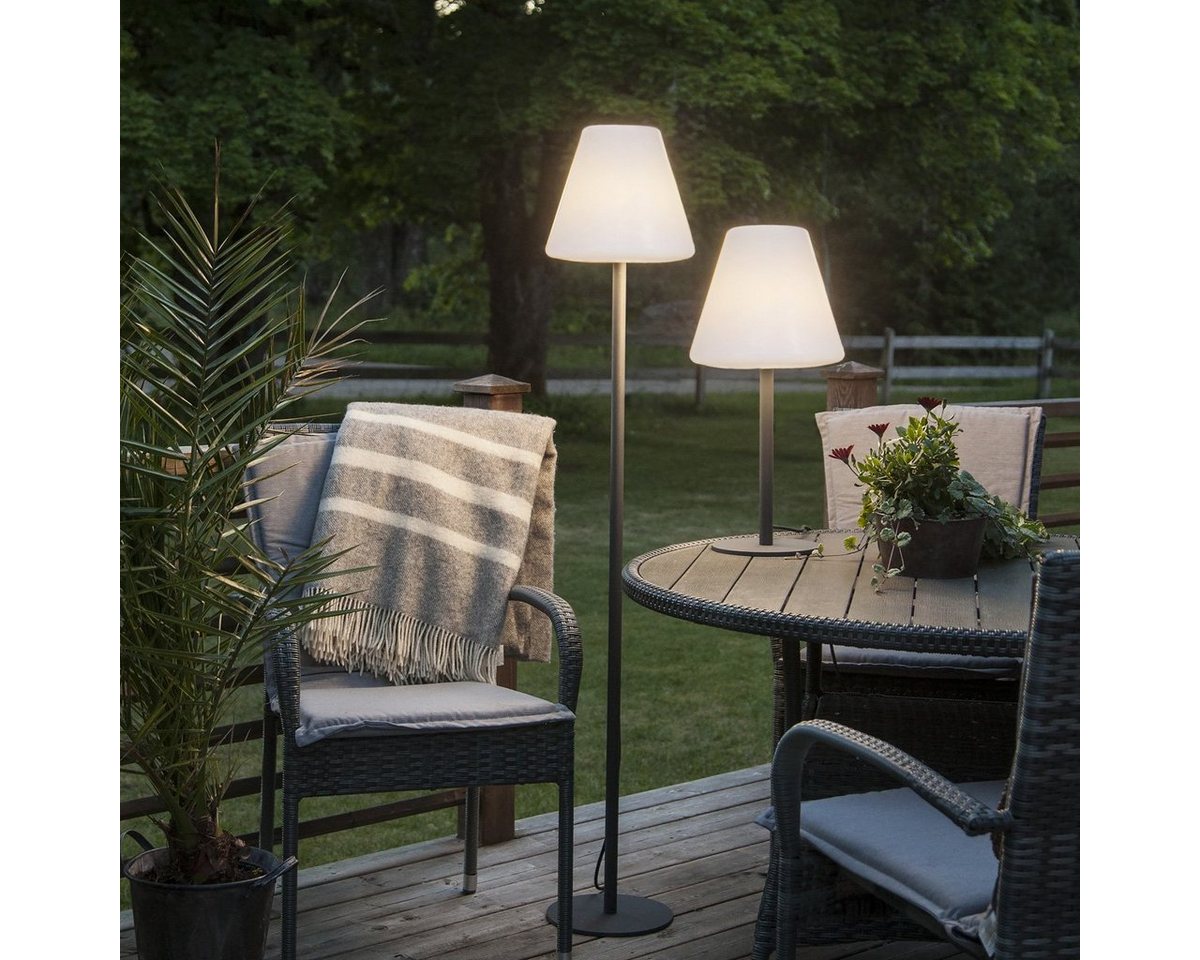 STAR TRADING LED Außen-Tischleuchte Garten-Beistelllampe/Tischlampe 60cm weißer Lampenschirm E27 Außen von STAR TRADING
