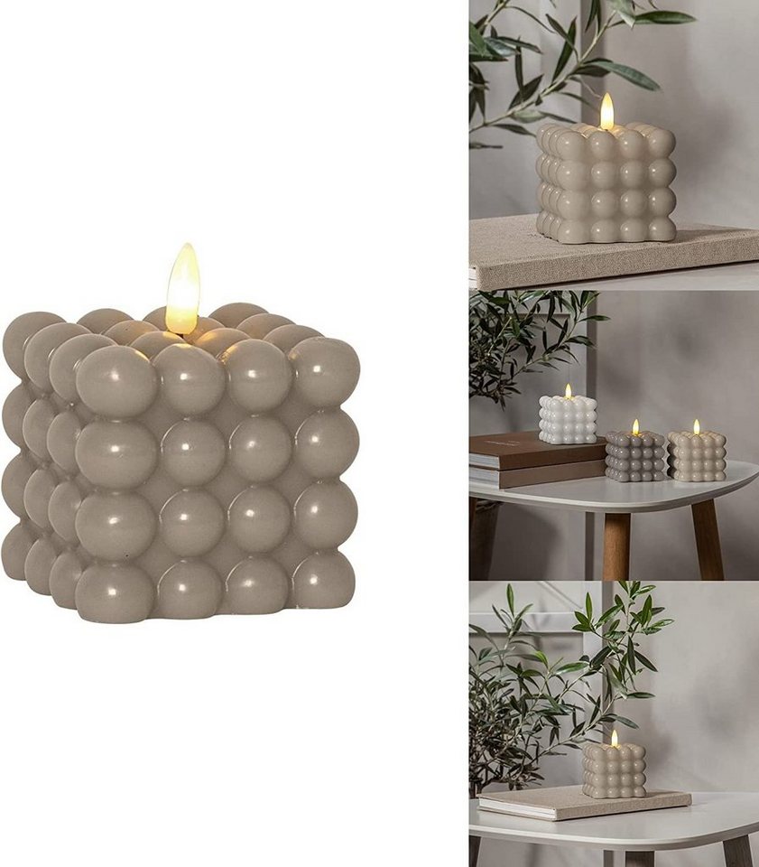 STAR TRADING LED Dekolicht LED Bubble Stumpenkerze "Flamme Dot" in Beige von STAR TRADING