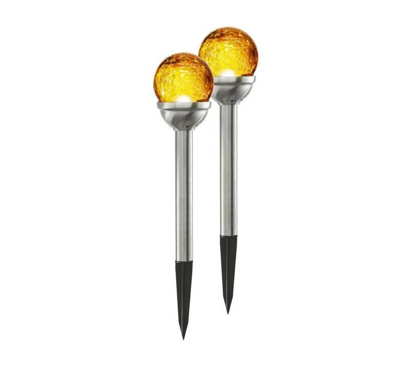 STAR TRADING LED Solarleuchte Roma, Solarpoller-Set Roma, 2 Stück, LED, Bernsteinfarben, Dämmerungssensor von STAR TRADING
