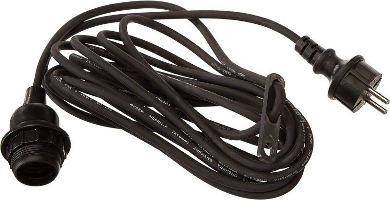 STAR TRADING LED Dekolicht Ute, Lampenaufhängung Ute 5M, E27, Schwarz, Außenbereich, 5 Meter, IP44 von STAR TRADING