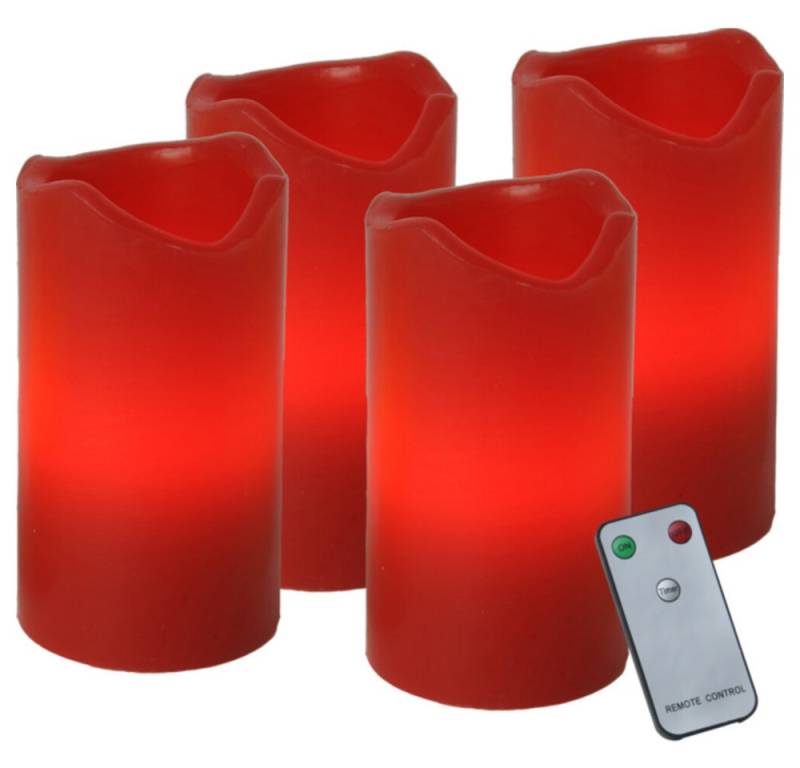 STAR TRADING LED-Kerze "Advent" rot, Kerze, Wachskerzenset, batteriebetrieben, 50x50mm (ja) von STAR TRADING
