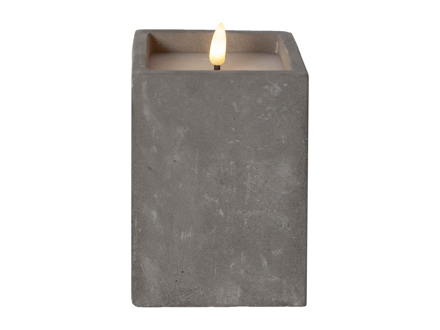 STAR TRADING LED-Kerze CEM (1-tlg), grau Beton 6/18h Timer 3D Flamme warmweiß 14cm von STAR TRADING