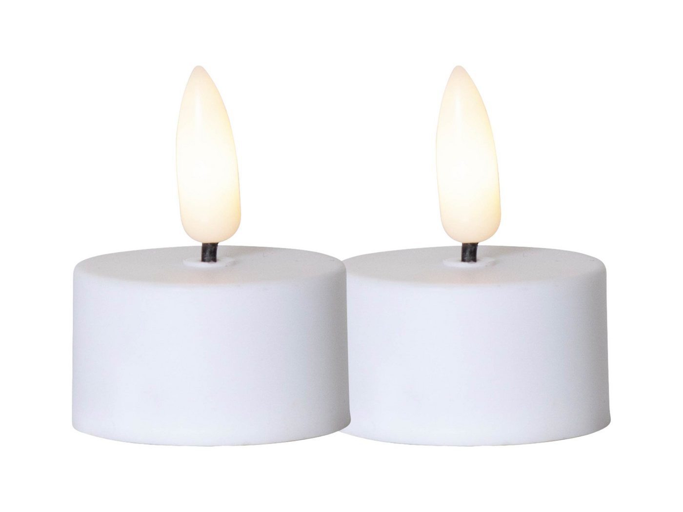 STAR TRADING LED-Kerze Flamme (Set, 2-tlg), 2x LED Teelicht 3D Flamme 6/18h Timer 3,8x5cm von STAR TRADING