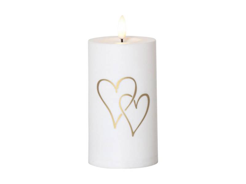 STAR TRADING LED-Kerze Flamme Heart (1-tlg), Grabkerze Kunststoff goldene Herzen Timer Sensor von STAR TRADING