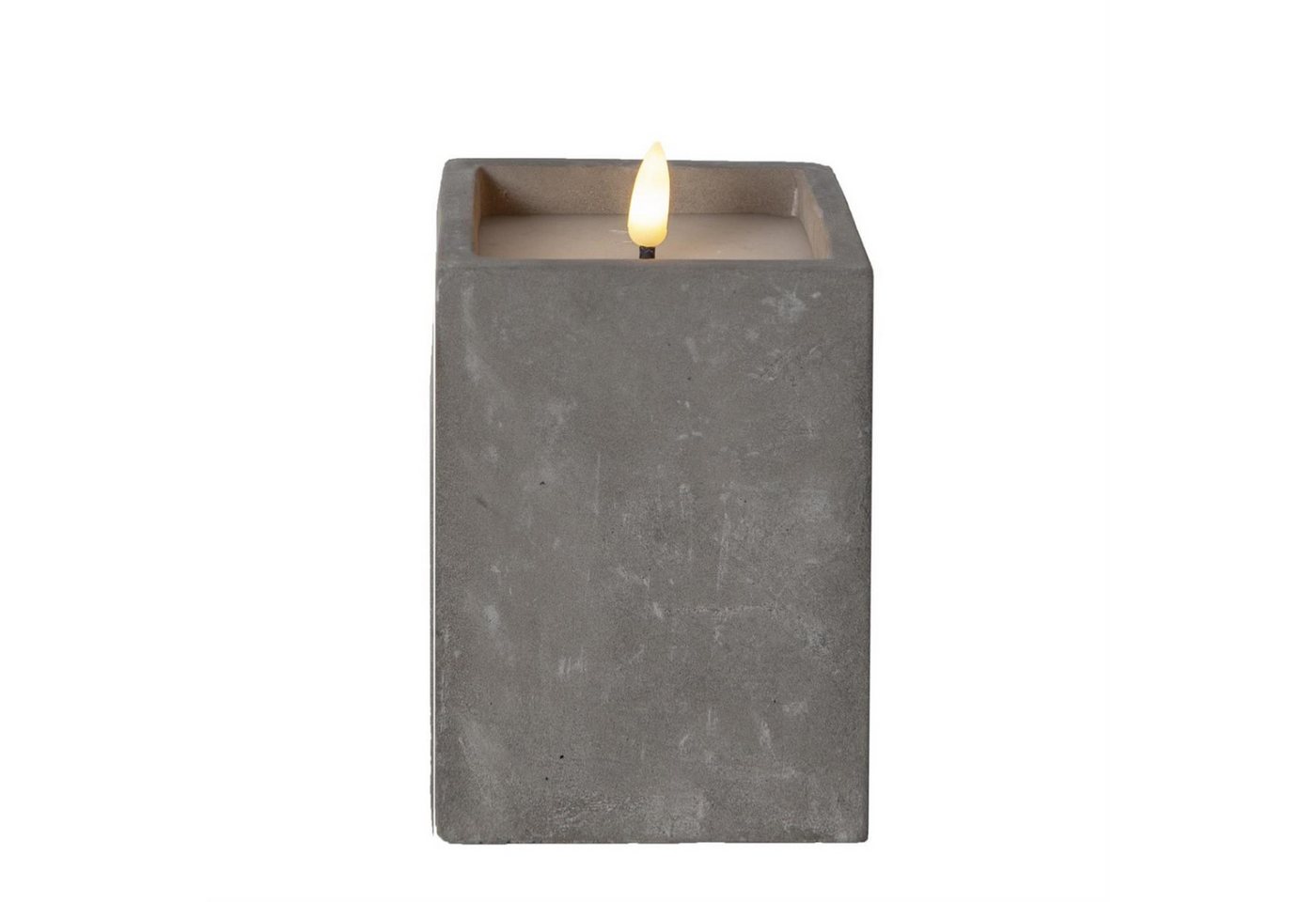 STAR TRADING LED-Kerze LED Kerze Beton Zement Optik Echtwachs flackernd H: 14,5cm grau (1-tlg) von STAR TRADING