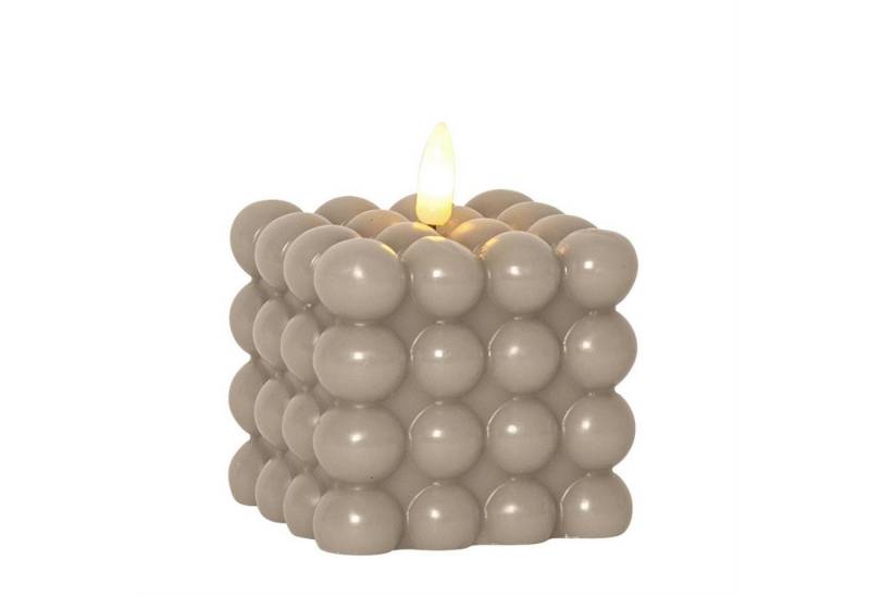 MARELIDA LED-Kerze LED Kerze Bubble Würfel Cube Kerze Echtwachs H: 9,5cm Timer creme von MARELIDA