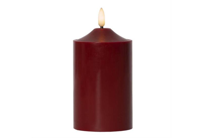 MARELIDA LED-Kerze Stumpenkerze Echtwachs 3D Flamme H: 15cm, D: 7,5cm Batterie Timer rot (1-tlg) von MARELIDA