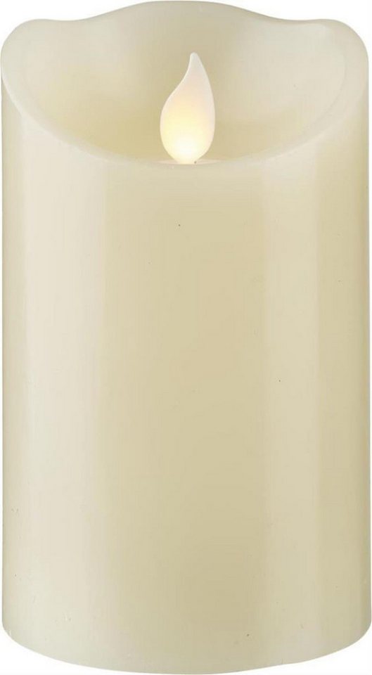 STAR TRADING LED-Kerze Stumpenkerze Echtwachs mechanisch bewegte Flamme Timer H: 12,5cm creme (1-tlg) von STAR TRADING