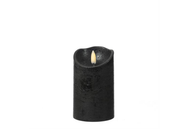 MARELIDA LED-Kerze Rustik Optik Echtwachs flackernd H: 12,5cm D: 7,5cm Timer schwarz von MARELIDA
