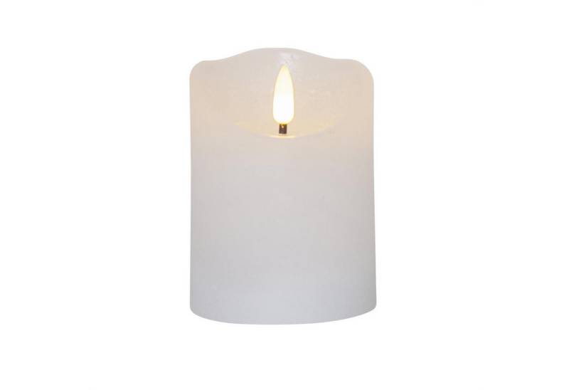 STAR TRADING LED-Kerze Rustik Optik Echtwachs flackernde Flamme H: 10cm Timer Batterie weiß von STAR TRADING