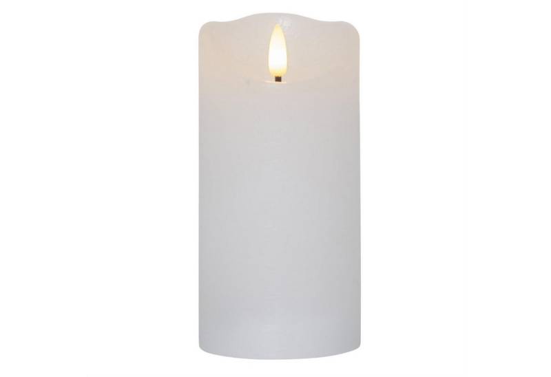 STAR TRADING LED-Kerze LED Kerze Rustik Optik Echtwachs flackernd H: 15cm Timer Batterie weiß von STAR TRADING