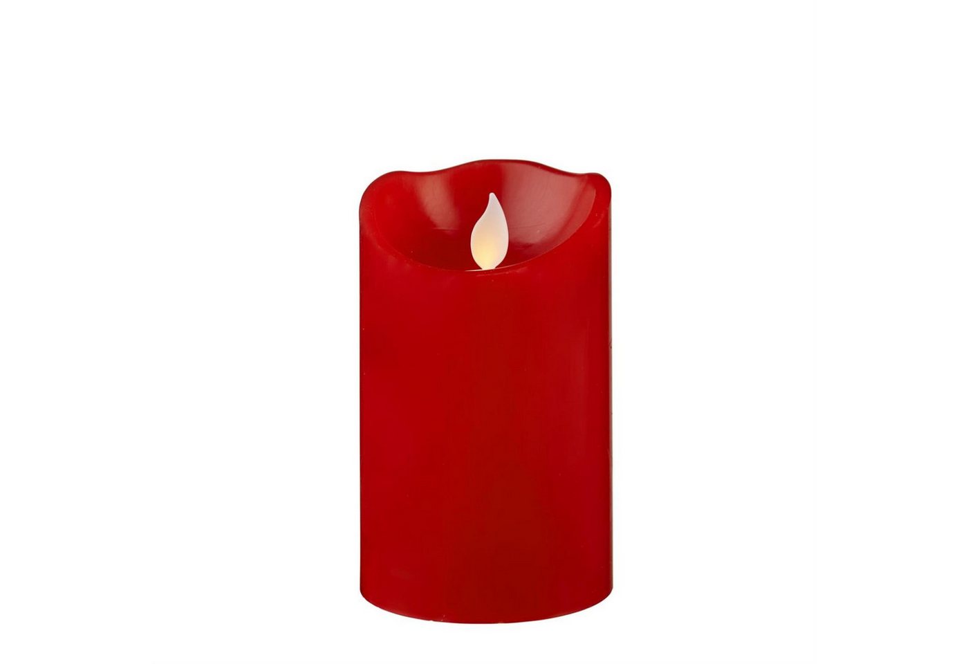 STAR TRADING LED-Kerze Stumpenkerze Echtwachs mechanisch bewegte Flamme Timer H: 12,5cm rot (1-tlg) von STAR TRADING