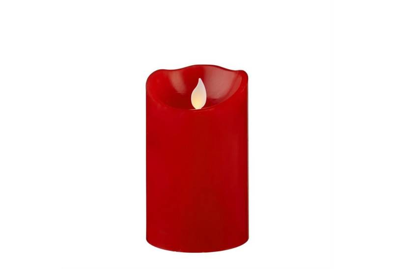 STAR TRADING LED-Kerze Stumpenkerze Echtwachs mechanisch bewegte Flamme Timer H: 12,5cm rot (1-tlg) von STAR TRADING