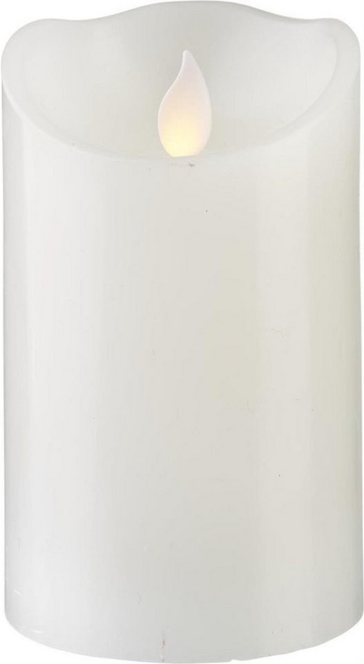STAR TRADING LED-Kerze Stumpenkerze Echtwachs mechanisch bewegte Flamme Timer H: 12,5cm weiß (1-tlg) von STAR TRADING