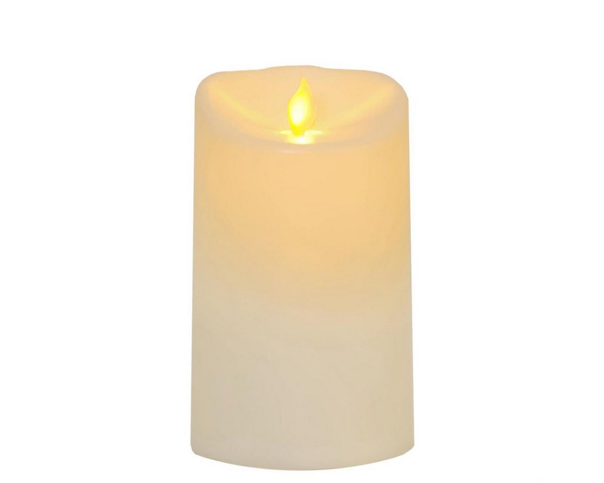 STAR TRADING LED-Kerze LED Kerze mit bewegter Flamme outdoor Kunststoff H: 15cm Timer creme von STAR TRADING