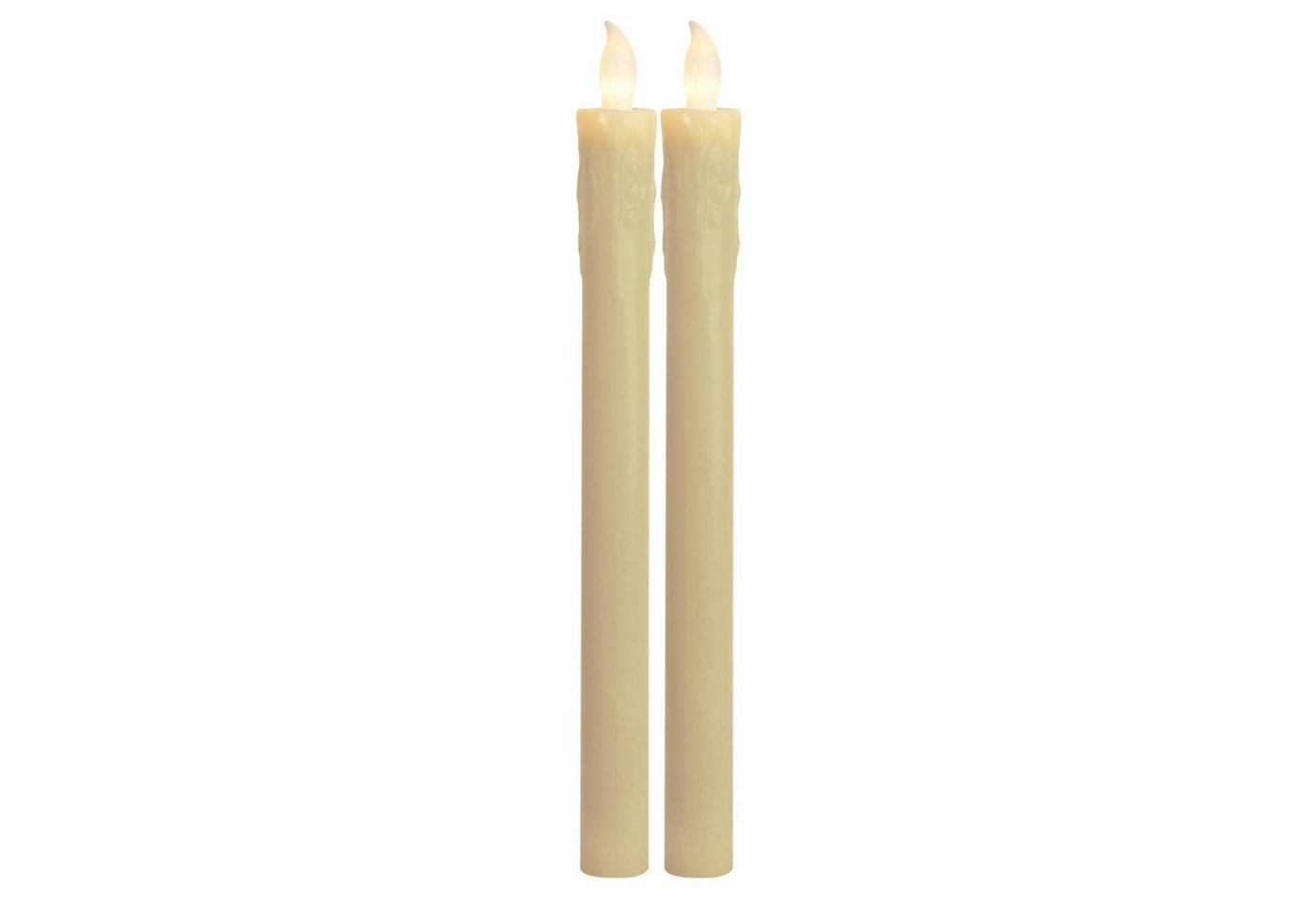 MARELIDA LED-Kerze LED Stabkerzen Echtwachs flackernde Tafelkerzen LED H: 25cm creme 2St. (2-tlg) von MARELIDA