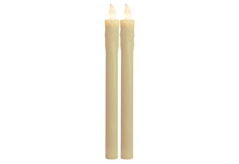 MARELIDA LED-Kerze LED Stabkerzen Echtwachs flackernde Tafelkerzen LED H: 25cm creme 2St. (2-tlg) von MARELIDA