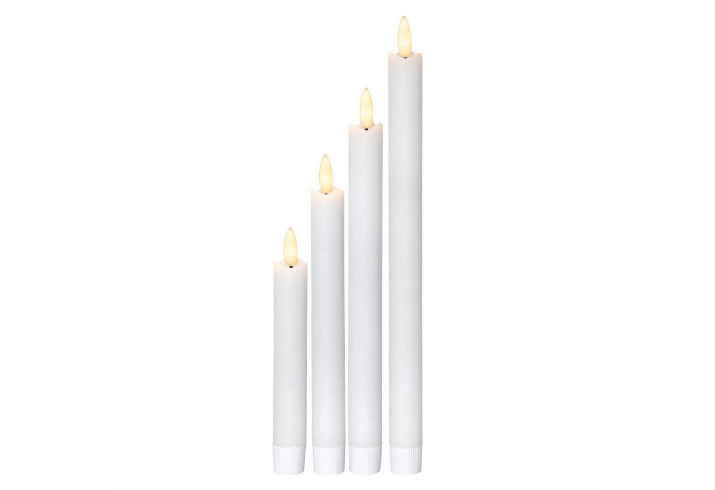 MARELIDA LED-Kerze LED Stabkerzen Echtwachs flackernde LED 4 Größen Timer weiß 4er Set von MARELIDA