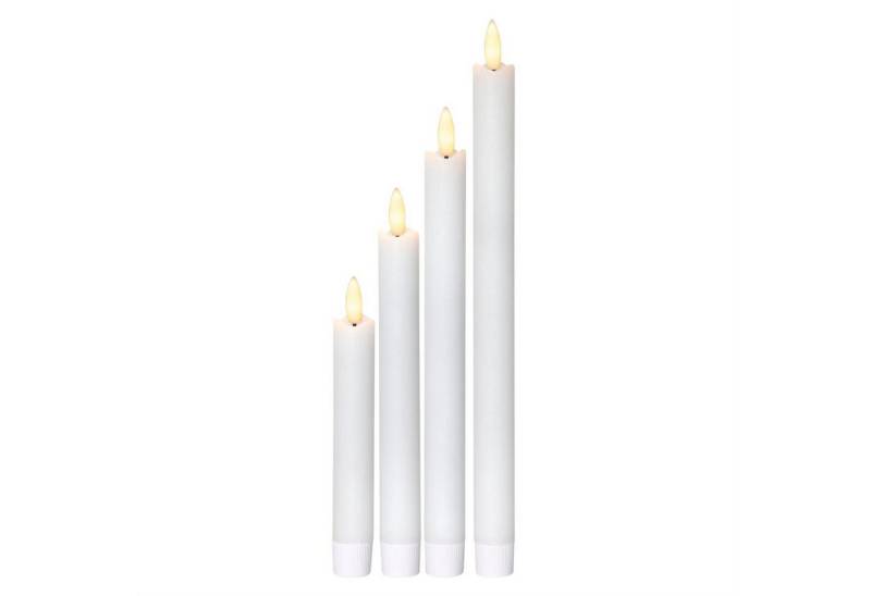 MARELIDA LED-Kerze LED Stabkerzen Echtwachs flackernde LED 4 Größen Timer weiß 4er Set von MARELIDA