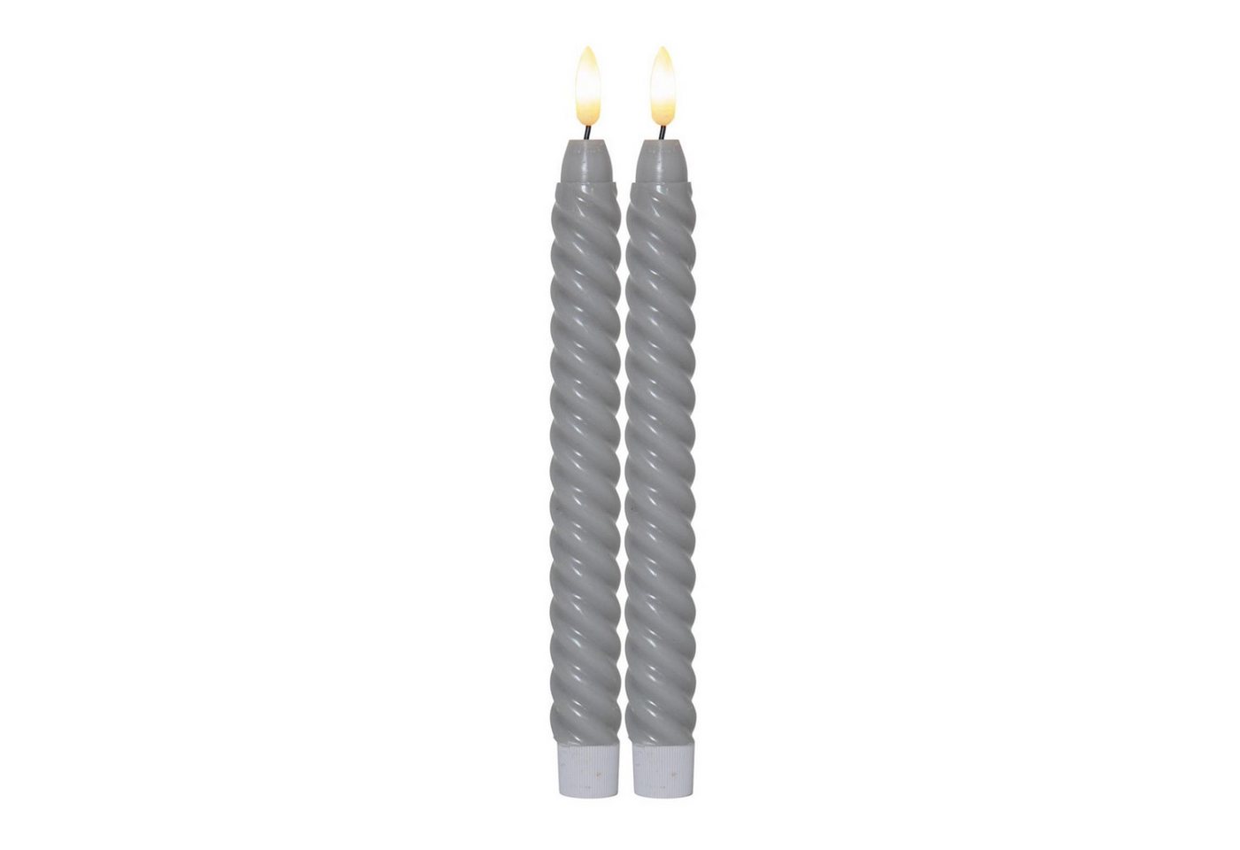 STAR TRADING LED-Kerze LED Stabkerzen Tafelkerzen Echtwachs flackernd H: 25cm Timer grau 2St (2-tlg) von STAR TRADING