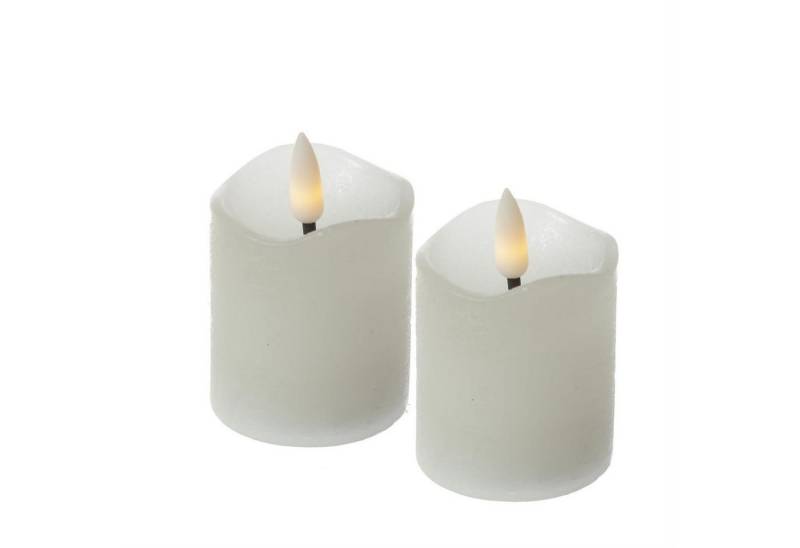MARELIDA LED-Kerze LED Kerzenset Mini Echtwachs flackernd mit Batterien H:7,5cm Timer 2St (2-tlg) von MARELIDA