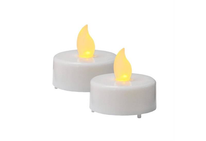 MARELIDA LED-Kerze LED Teelichter flackernd mit Batterien flammenlos weiß D: 4cm 2er Set (2-tlg) von MARELIDA