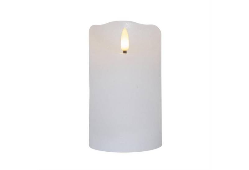 STAR TRADING LED-Kerze Rustik Optik Echtwachs flackernde Flamme H: 12,5cm Timer Batterie weiß von STAR TRADING