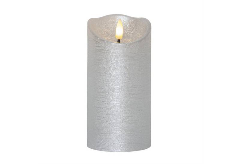 STAR TRADING LED-Kerze Rustik Optik Echtwachs flackernde Flamme H: 15cm Timer Batterie silber von STAR TRADING