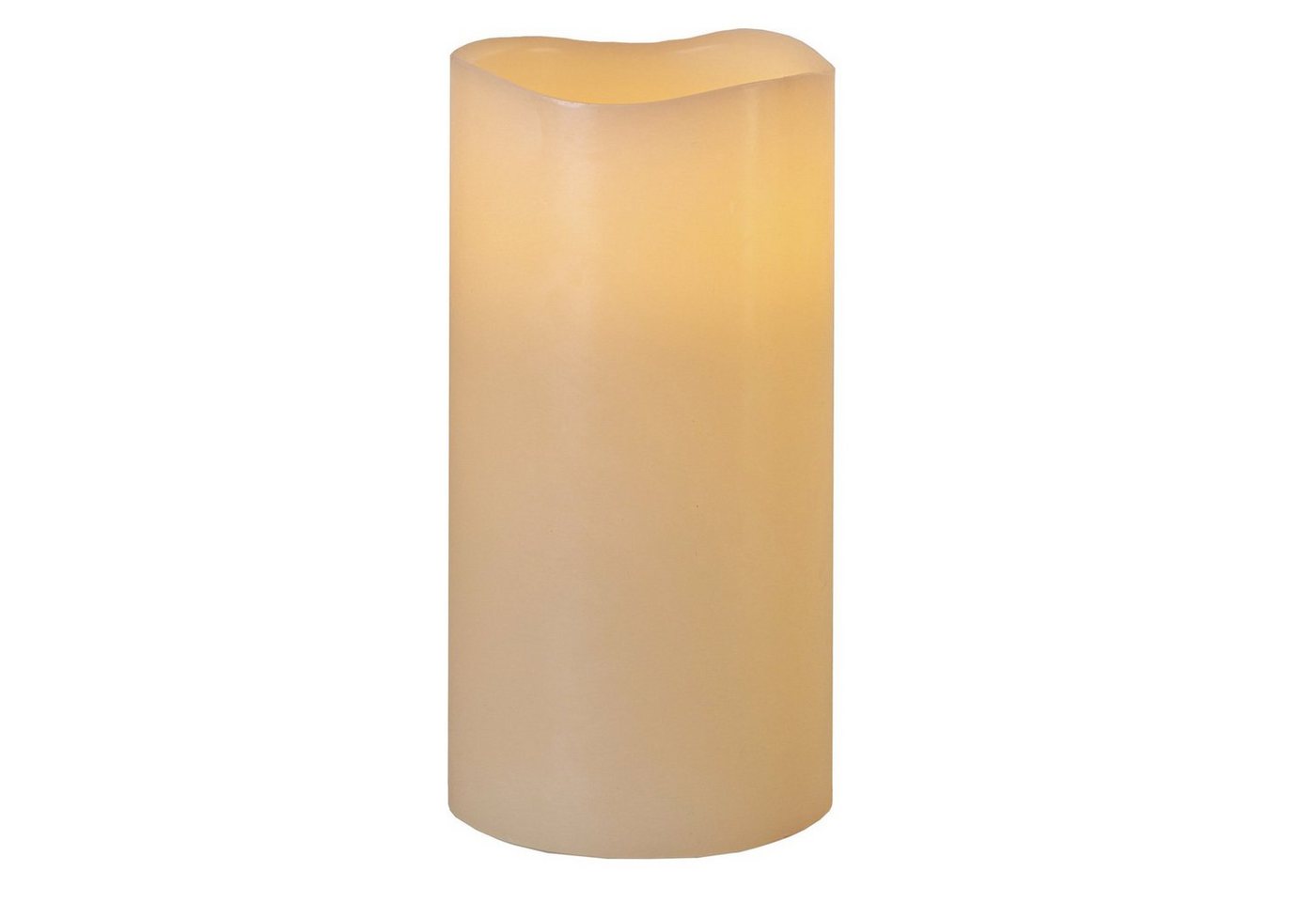 STAR TRADING LED-Kerze Stumpenkerze Big XL Echtwachs flackernd Timer H: 20cm D: 10cm creme (1-tlg) von STAR TRADING