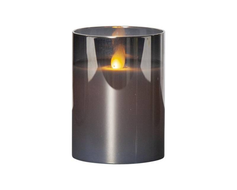 STAR TRADING LED-Kerze Windlicht Echtwachs mechanische Flamme Timer H: 10cm rauchschwarz von STAR TRADING