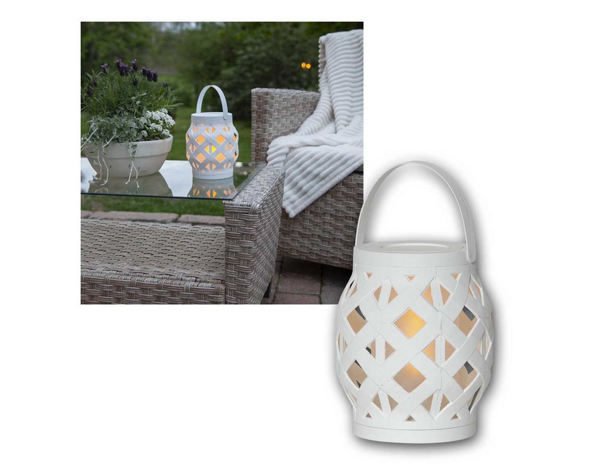 STAR TRADING LED Laterne Garten-Laterne FLAME M weiß, Feuer-Effekt & Timer, warmweiß von STAR TRADING