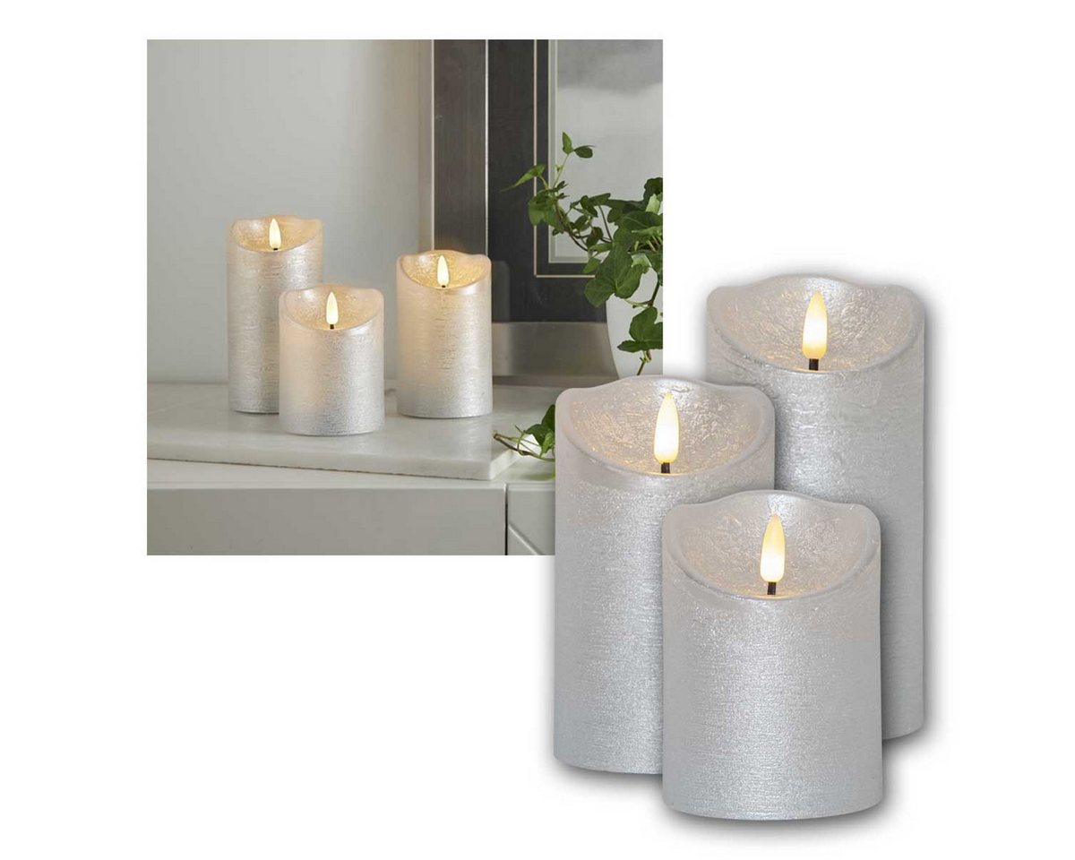 STAR TRADING LED-Leuchtmittel LED Echtwachs-Kerze 3D FLAMME RUSTIC 3er Set silbe, warmweiß STAR TRADING LED-Leuchtmittel LED Echtwachs-Kerze 3D FLAMME RUSTIC 3er Set silbe, warmweiß von STAR TRADING